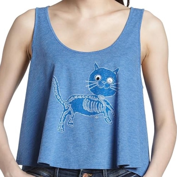 Vans tank top blue size Large crop top - Picture 2 of 8